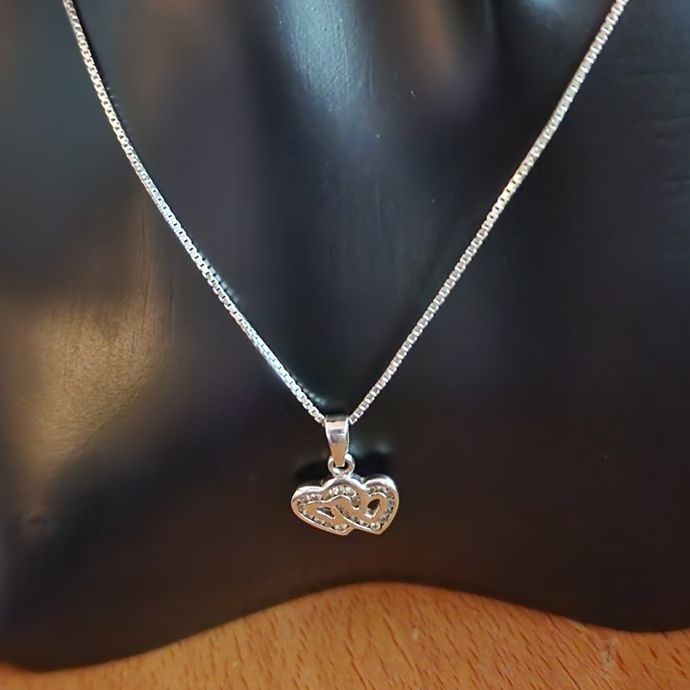 Double 💕 hearts sterling silver necklace